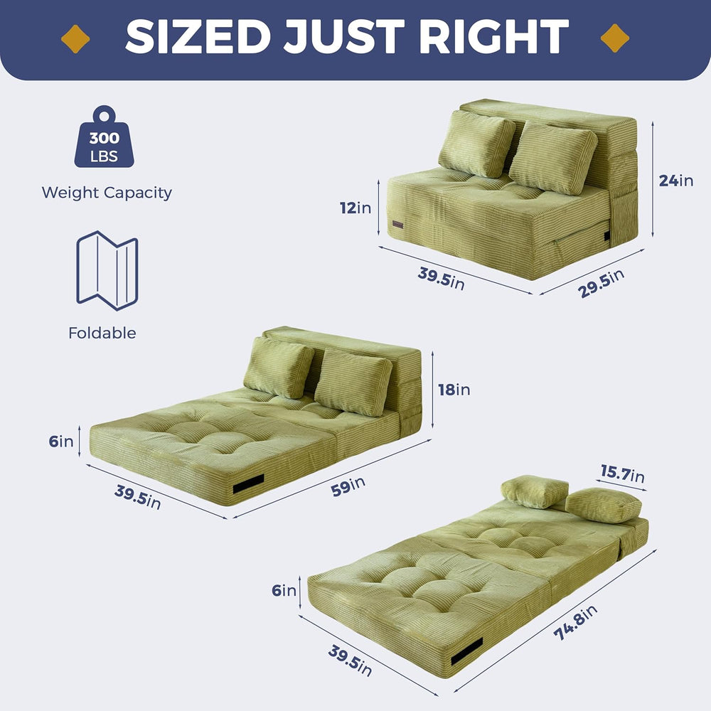 MAXYOYO Convertible Sofa Bed, Fold Out Loveseat Sofa Couch with Pillow, 4 in ...
