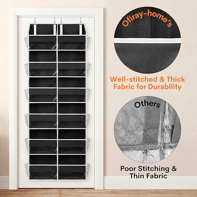 Over The Door Organizer 6 Tiers, Extra Large Behind Door Storage of 12