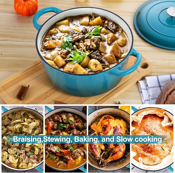 E-far 6 Quart Dutch Oven, Enameled Cast Iron Dutch Oven Pot