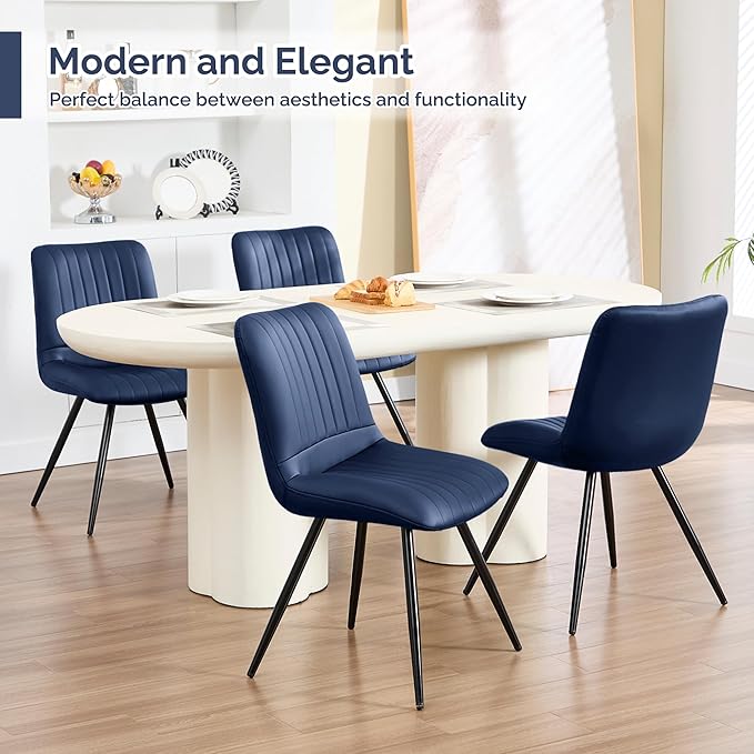 Dining Chairs Set of 5, Modern Dining Chairs with Thick Cushions, PU Leather ...