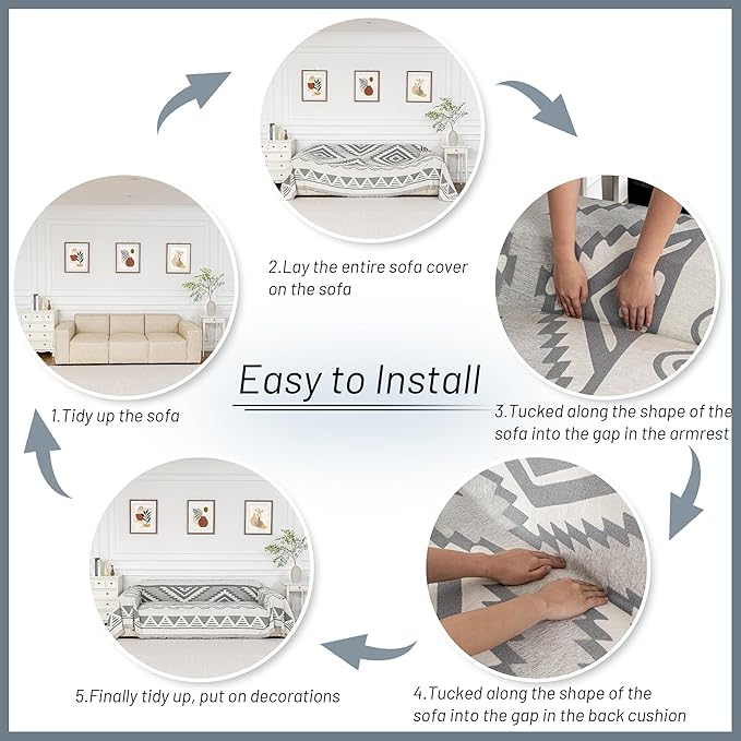 MYSKY HOME Couch Cover for Sectional Sofa Set for Dog Cat Pets Couch Cover 3 - Image 6