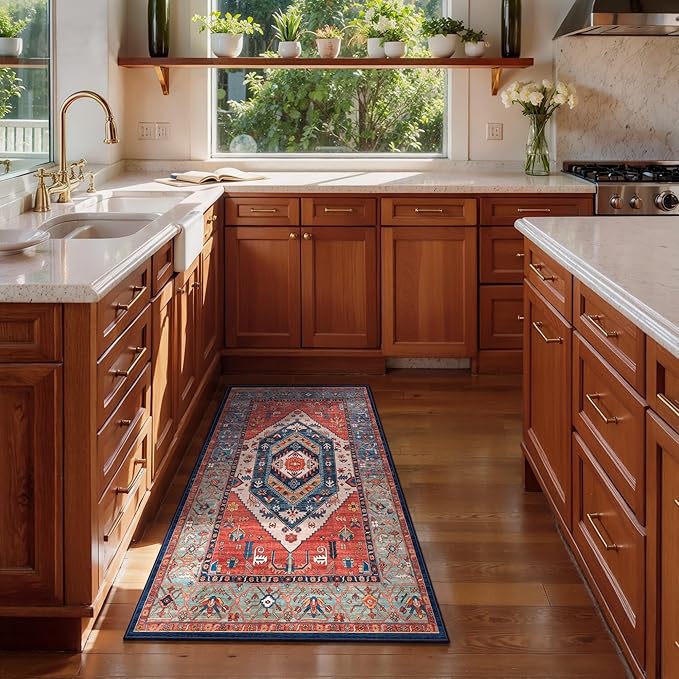SERISSA 2x4 Boho Rugs for Entryway, Washable Non-Slip Kitchen Runner Rug - Image 3