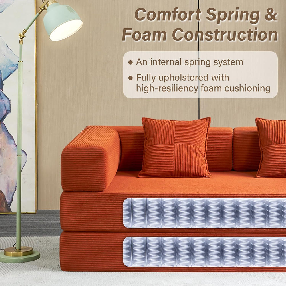 Convertible Futon Sofa Bed - Boneless Couch for Living Room with High Backres...