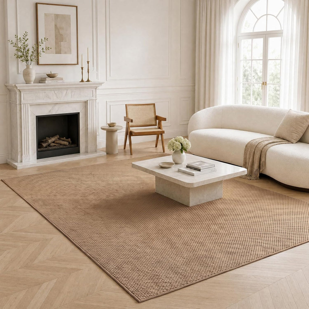 Washable Easy Jute Rug 5x7, Non Slip, Indoor Outdoor Natural Color Fiber Area...