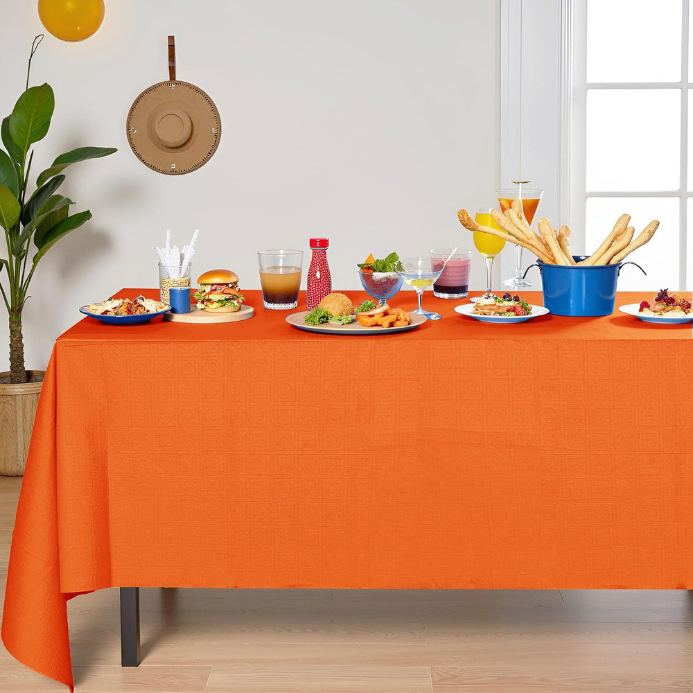 [6 Pack] Orange Paper Tablecloth Disposable for Rectangle Tables, 54 X 108 In...