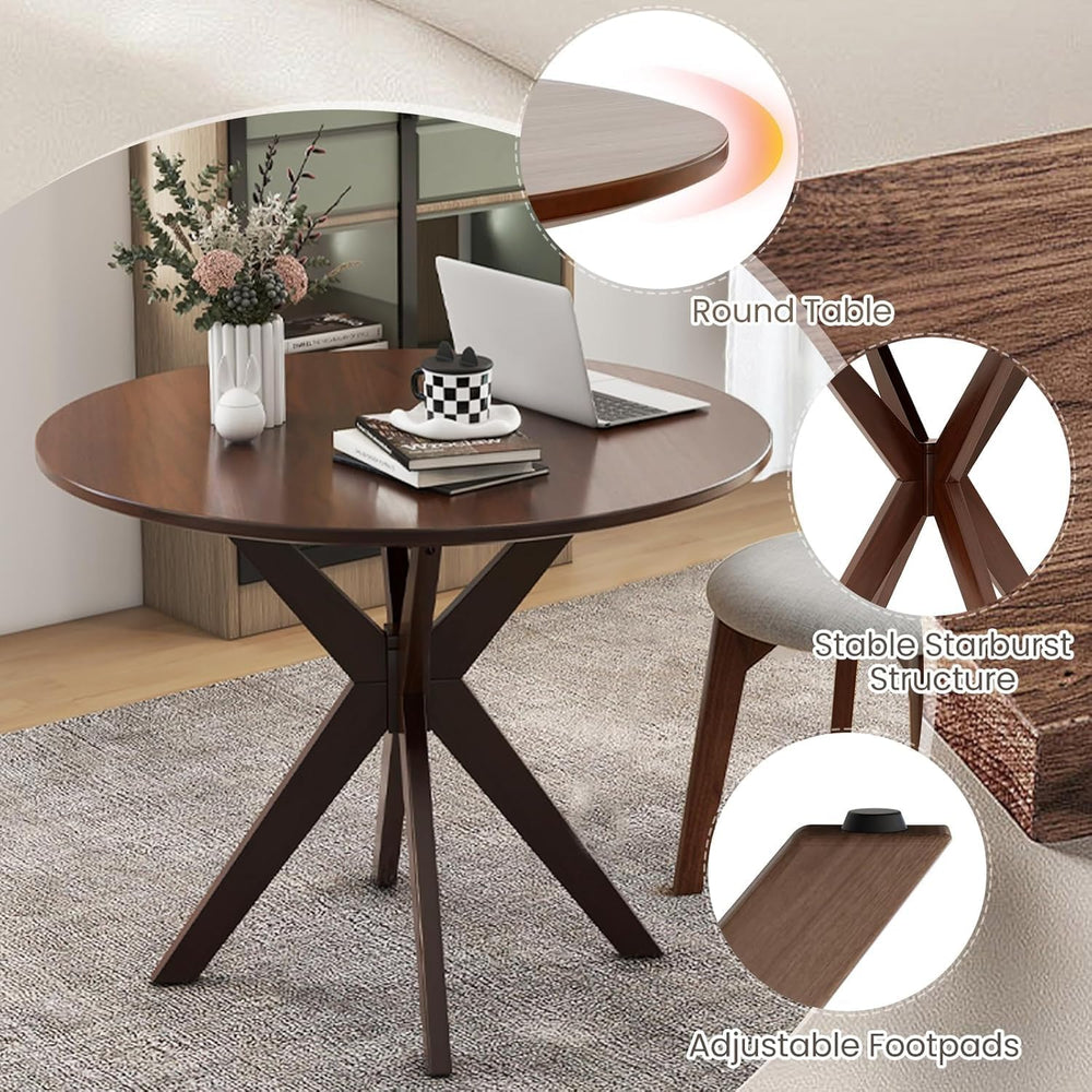 NAFORT Round Dining Table Set for 2, Mid-Century Modern Table and Chairs, Woo...
