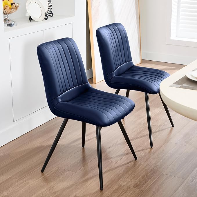 Dining Chairs Set of 5, Modern Dining Chairs with Thick Cushions, PU Leather ...