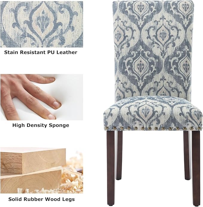 COLAMY Upholstered Parsons Dining Chairs Set of 6, Fabric Dining Room Kitchen...