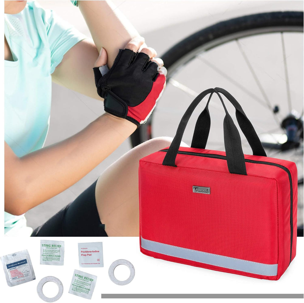 Trunab Small First Aid Kit Bag Empty Portable Emergency Kits Trauma Bag,Red