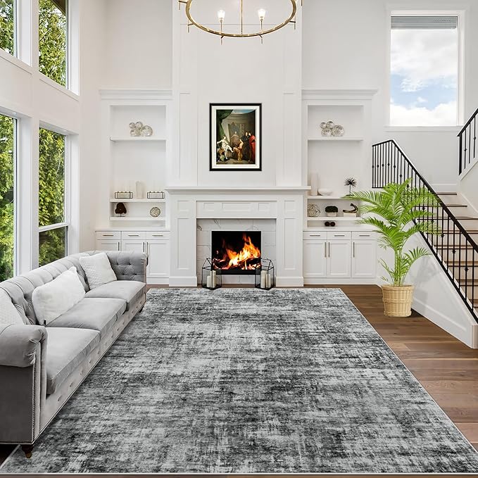 6x9 Area Rugs Washable Rug: Large Modern Abstract Living Room Rug Soft by GENTDRIZZ