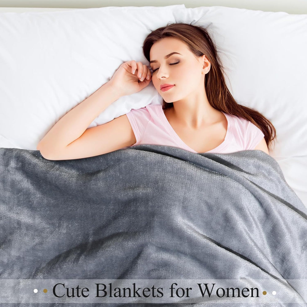 4 Pcs Fleece Throw Blanket Soft, White, Gray, 50'' X 60''