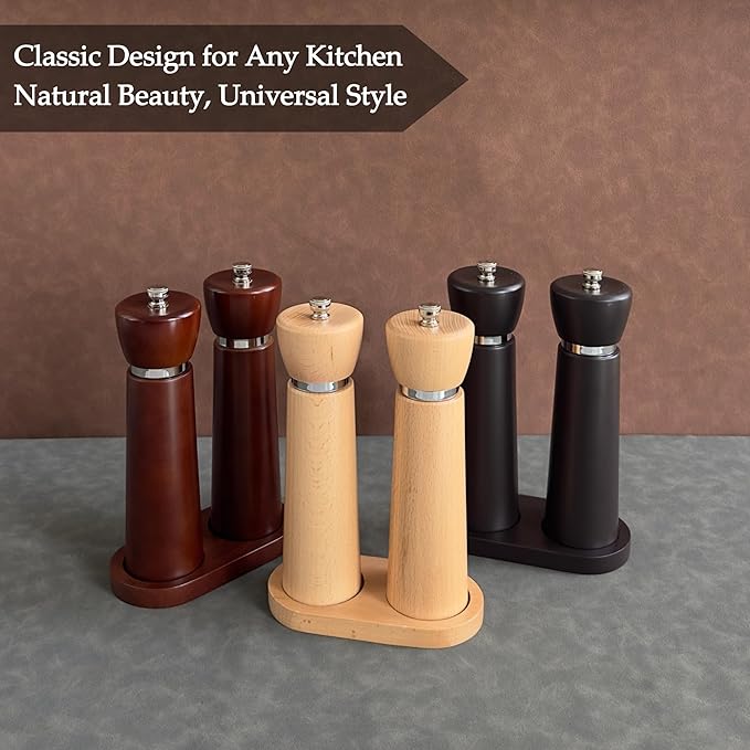 TLYSXPRO Wooden Salt and Pepper Grinder Set – Refillable Salt and Pepper Mill - Image 4
