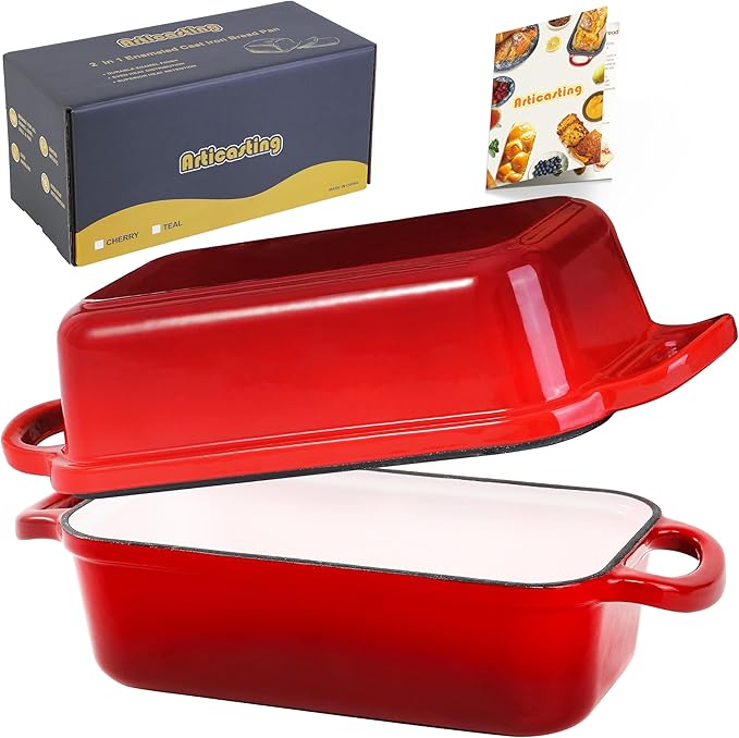 Cast Iron Bread Loaf Pan with Lid, 2 In 1 Loaf Pans by Articarting