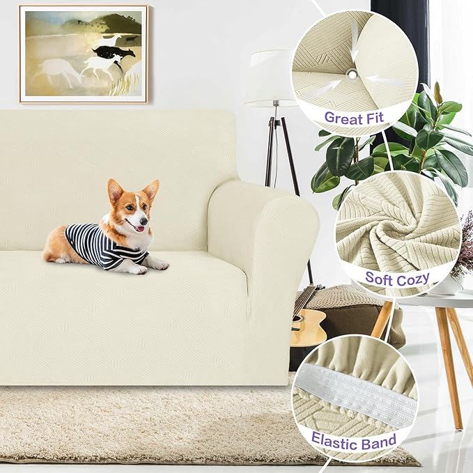 ZNSAYOTX Super Stretch Loveseat Covers, New Striped Love Seat Slipcover - Image 4