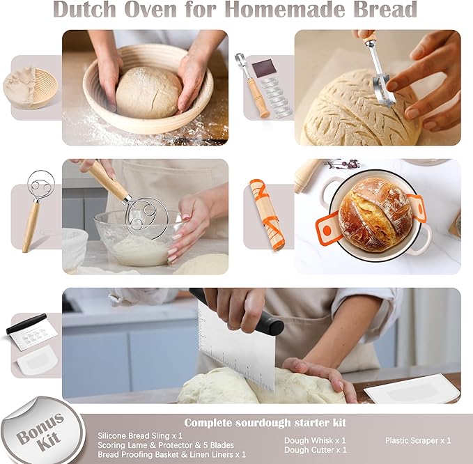 E-far Enameled Dutch Oven Pot for Bread Baking, 6QT Enameled Cast Iron Cookware - Image 3