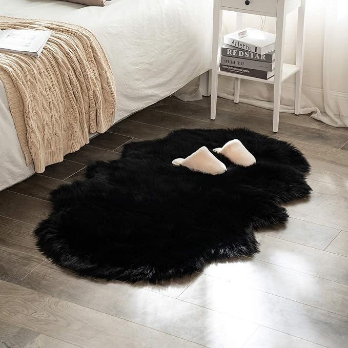 MIULEE Luxury Super Soft Fluffy Area Rug Faux Fur Sheepskin Rug Decorative by MIULEE
