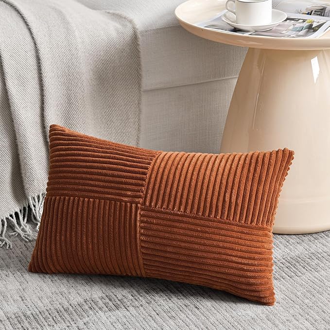 Fancy Homi 2 Packs Rust Lumbar Decorative Throw Pillow Covers 20x28 Inch - Image 2