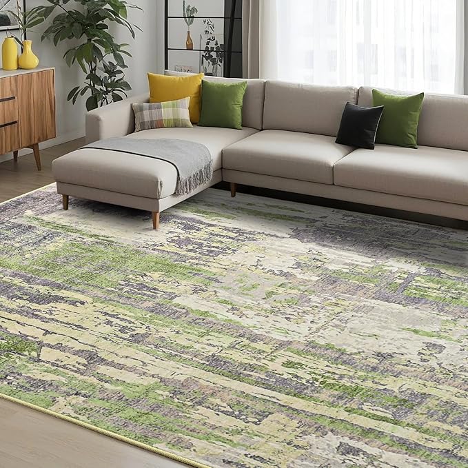 Toneed Abstract Area Rug Modern Washable Rug Soft Non Slip Rug Low Pile - Image 2