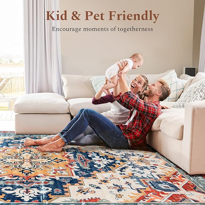 Rugflix 8x10 Area Rug for Living Room, Machine Washable Area Rugs - Image 9