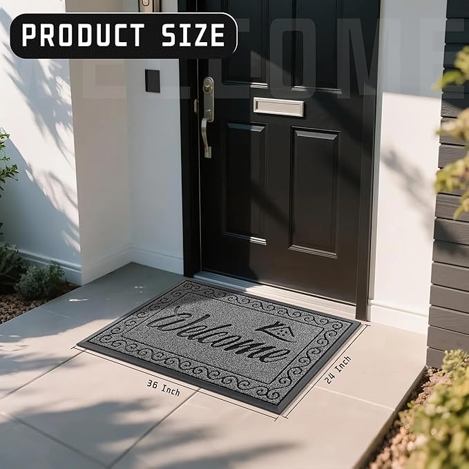 Yimobra Welcome Mat Outdoor Indoor, Waterproof Heavy Duty Front Door Mat - Image 2