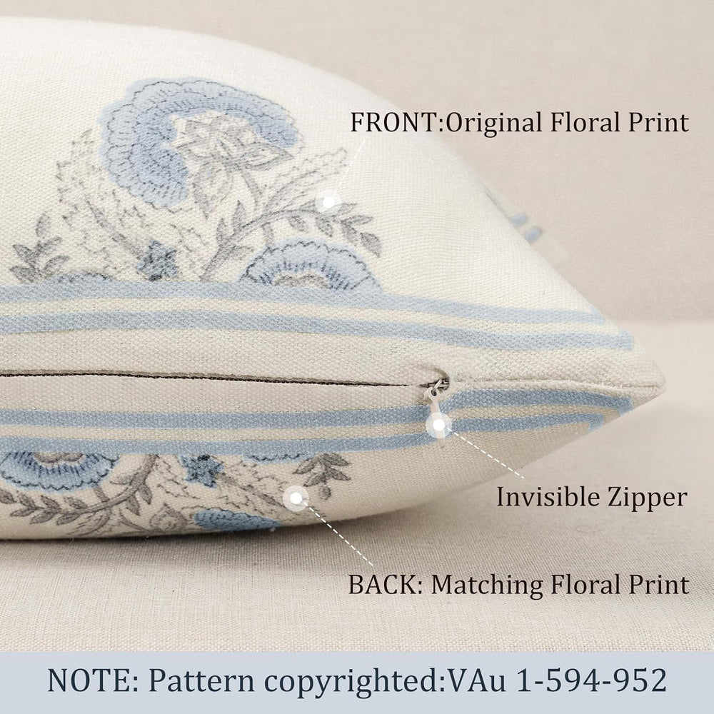 Vintage Floral 14x36 Lumbar Pillow Cover for Bed Pack of 1, Double-Sided Bota...