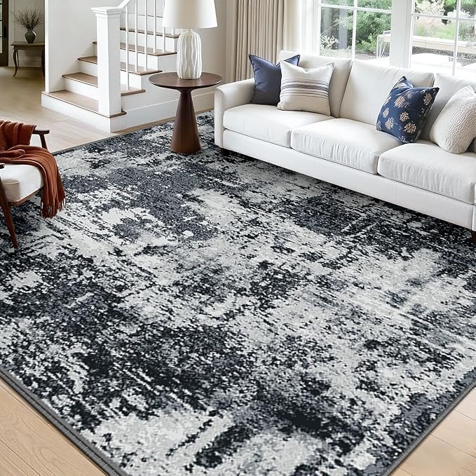 Washable Area Rugs Square 10ft Non-Slip Modern Abstract Soft by RELEANY