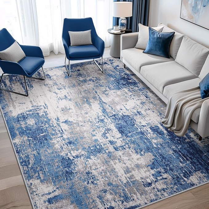 Washable Area Rugs 4'x5' Non-Slip Modern Abstract Soft by RELEANY