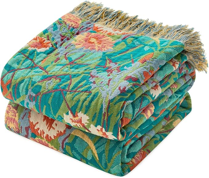 MSGKV Boho Throw Blanket 60"x80" Floral Blankets by MSGKVHomeTextiles