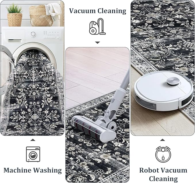 Yamaziot Washable Runner Rug 2x3 – Non Slip Small Entryway Rug Boho Floral Rug - Image 6