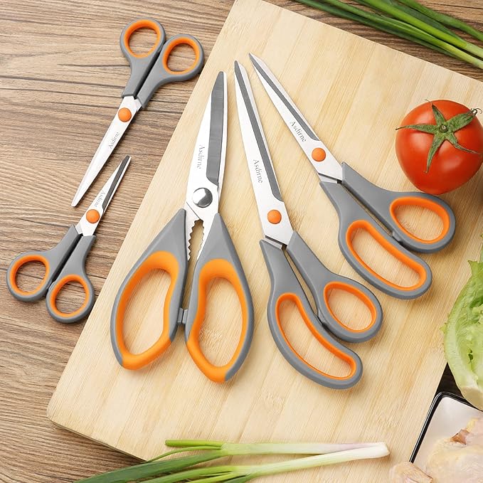Asdirne Kitchen Scissors Set, Knife-Grade Stainless Steel, TPR Comfortable - Image 7