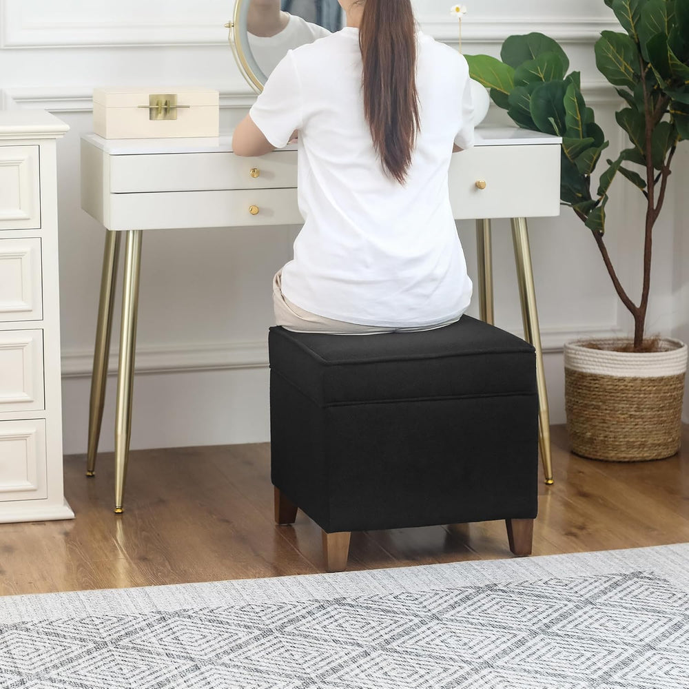 Lienen Ottoman with Storage, 17" Fabric Foot Stools Ottoman for Living R...