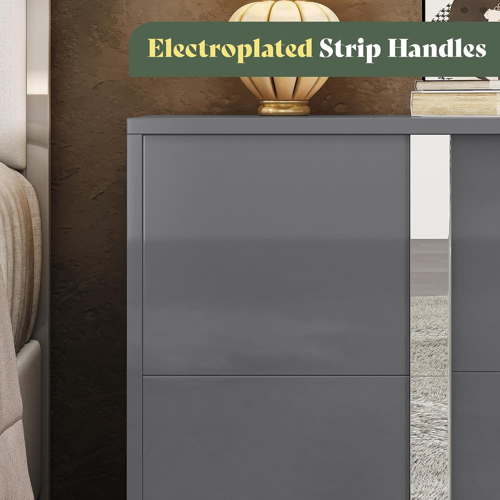 AMERLIFE 3-Piece Bedroom Set with 6-Drawer Dresser & 2 Nightstands, Grey