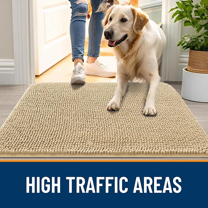 OLANLY Dog Door Mat for Muddy Paws 35x24, Absorbs Moisture and Dirt, Absorbent - Image 6