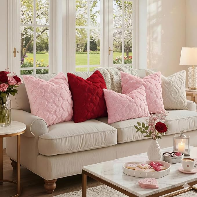 decorUhome Valentine’s Day Soft Plush Throw Pillow Covers 20x20 Inch Set of 2 - Image 7