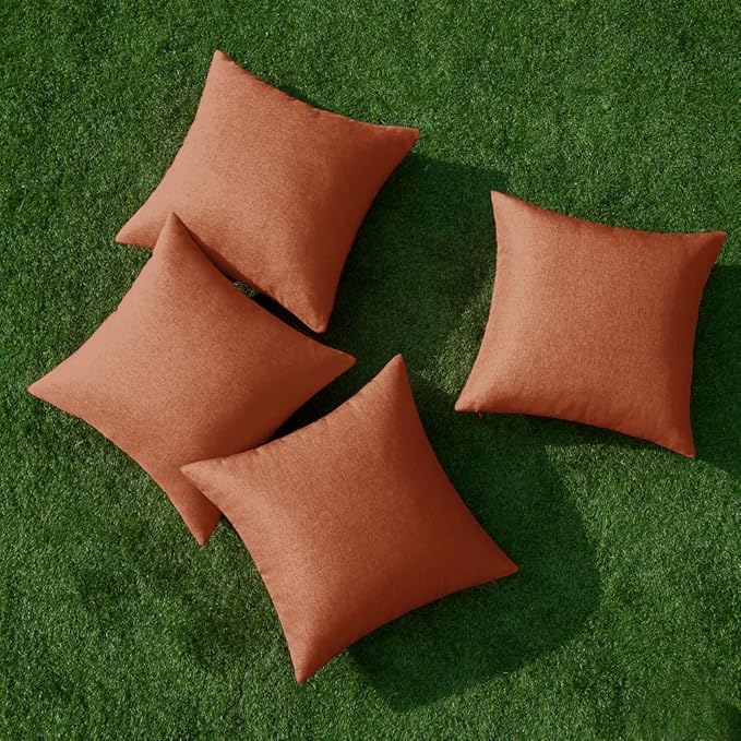 MIULEE Pack of 4 Decorative Rust Throw Pillow Covers Linen Waterproof Pillow - Image 4