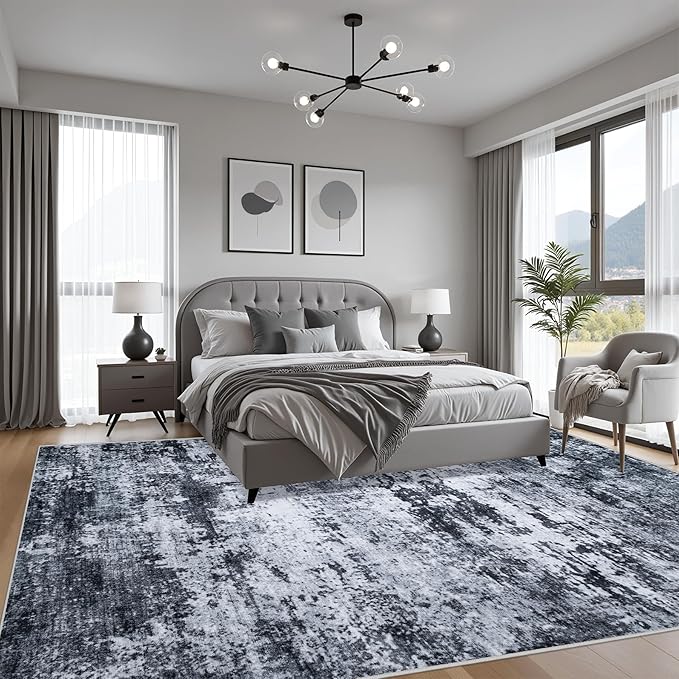 10x14 Area Rug Living Room Rug: Washable Modern Abstract Soft Thin Rug Indoor - Image 3