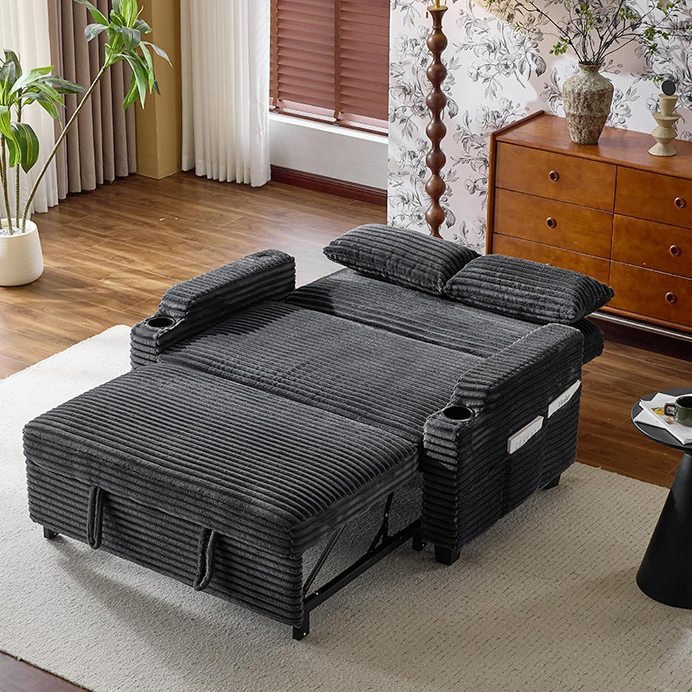 VINGLI Loveseat Sleeper Sofa Couch with Pull Out Chair Bed for Living Room