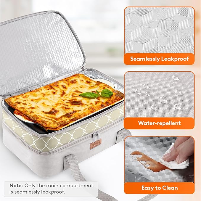Lifewit Insulated Double Decker Casserole Carrier, Lasagna Lugger Holder - Image 4