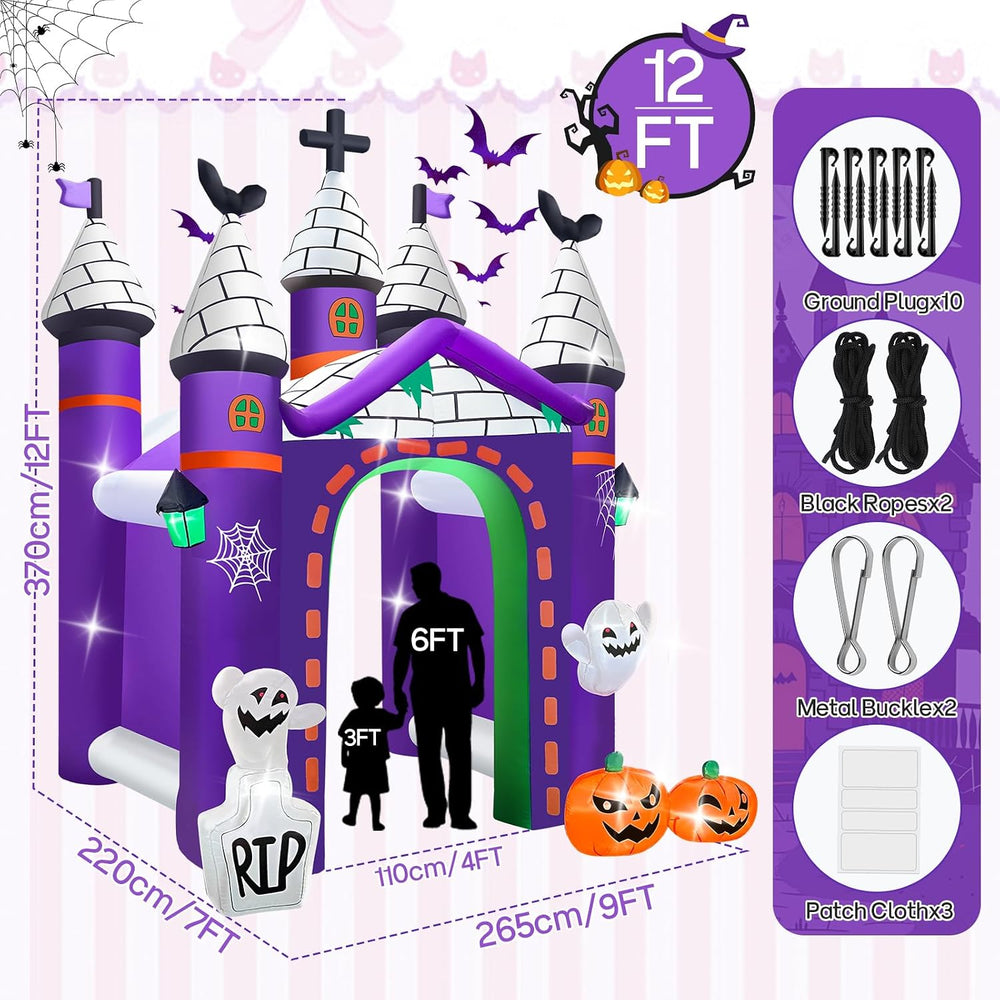 Kalolary 12FT Halloween Inflatables Archway Haunted House Castle