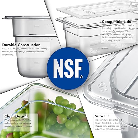 CURTA 6-Pack 1/4 Size 4" Deep NSF Polycarbonate Food Pans | Dishwasher & - Image 5