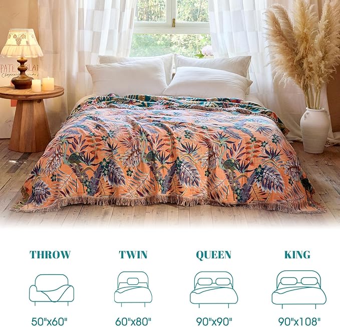 MSGKV Boho Throw Blanket for Couch 50"x60" 100% Cotton Jungle Animal Blanket - Image 5