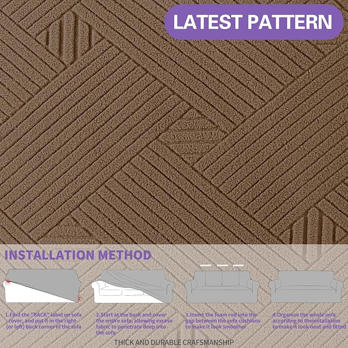 ZNSAYOTX Super Stretch Sofa Cover, New Striped Sofa Covers Fitted Slipcovers - Image 5