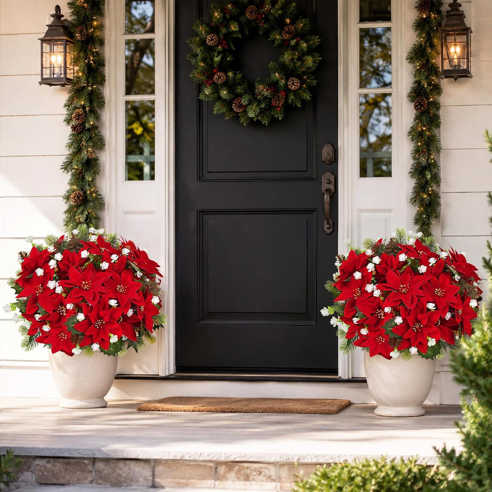 36 Pack Poinsettias Flowers Artificial Christmas Flowers for Outdoors, 14'...