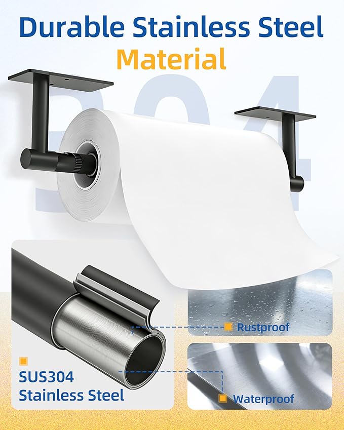 RUACQ Paper Towel Holder Under Cabinet, One Hand Tearing Paper Towel Holder - Image 5