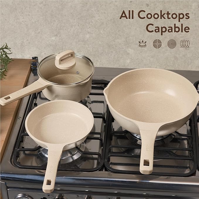 CAROTE 10Pcs Pots and Pans Set Nonstick, Induction Cookware Sets, NonStick - Image 6