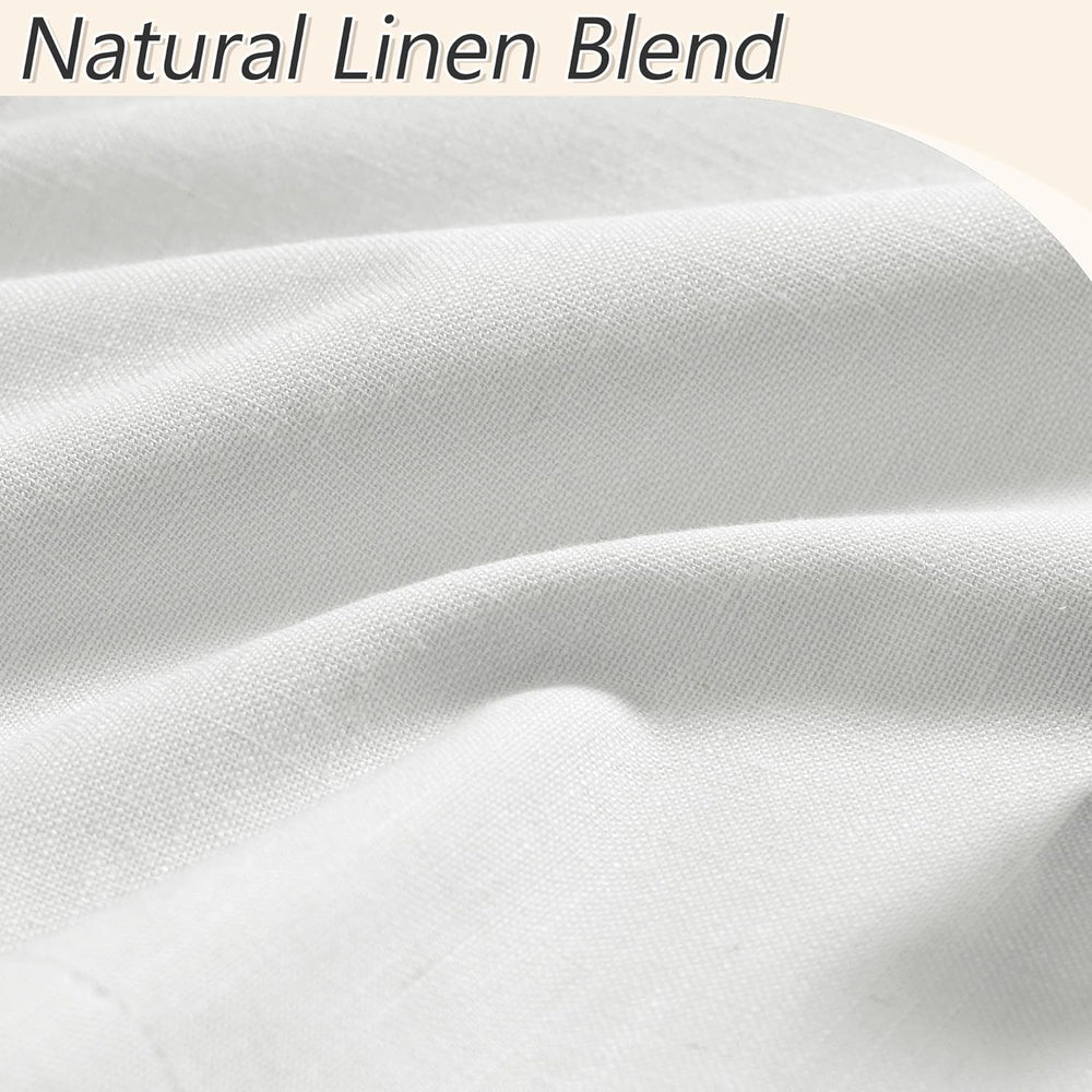 100% Blackout Linen Curtains 84 Inch Long for Bedroom 2 Panels White