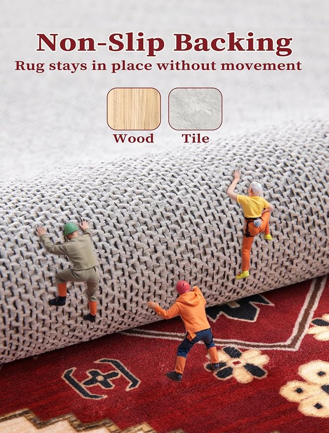 SERISSA Runner Rug for Hallways, Extra Long Boho Rug Ultra Soft Vintage Red - Image 4