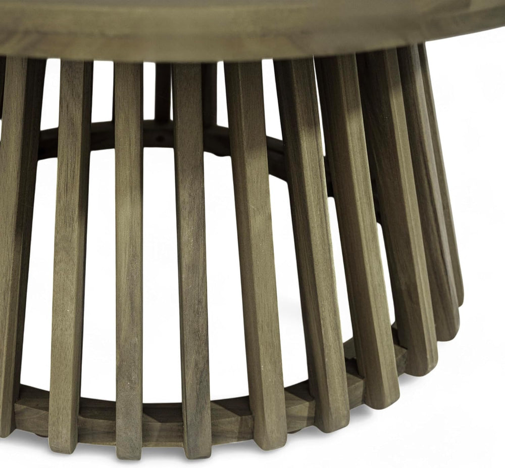 Merax Patio Outdoor Acacia Wood Round Coffee Table for Backyard, Lawn, Balcon...