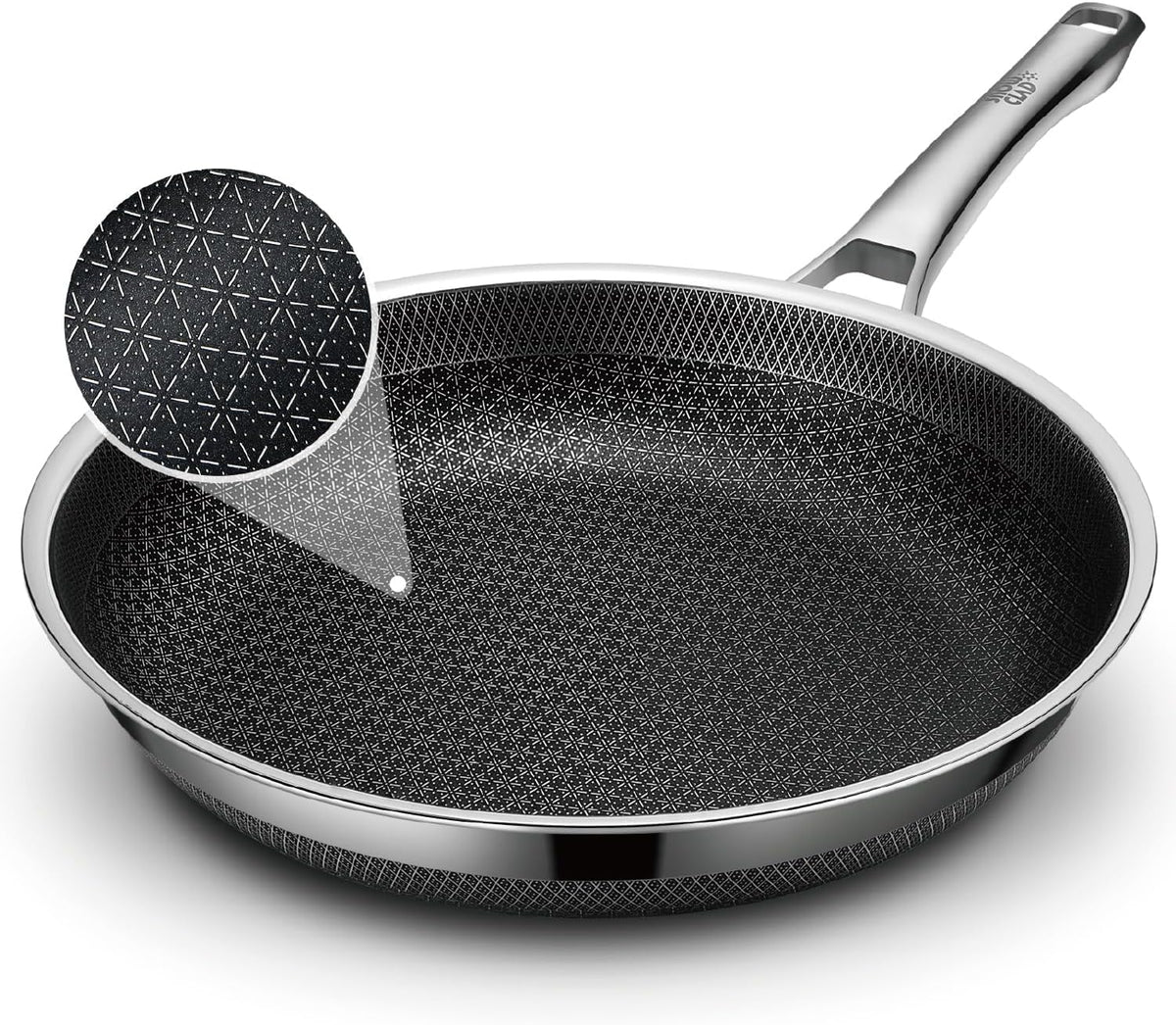 SNOWCLAD Frying Pan, 10 Inch Hybrid Non Stick Stainless Steel Skillets