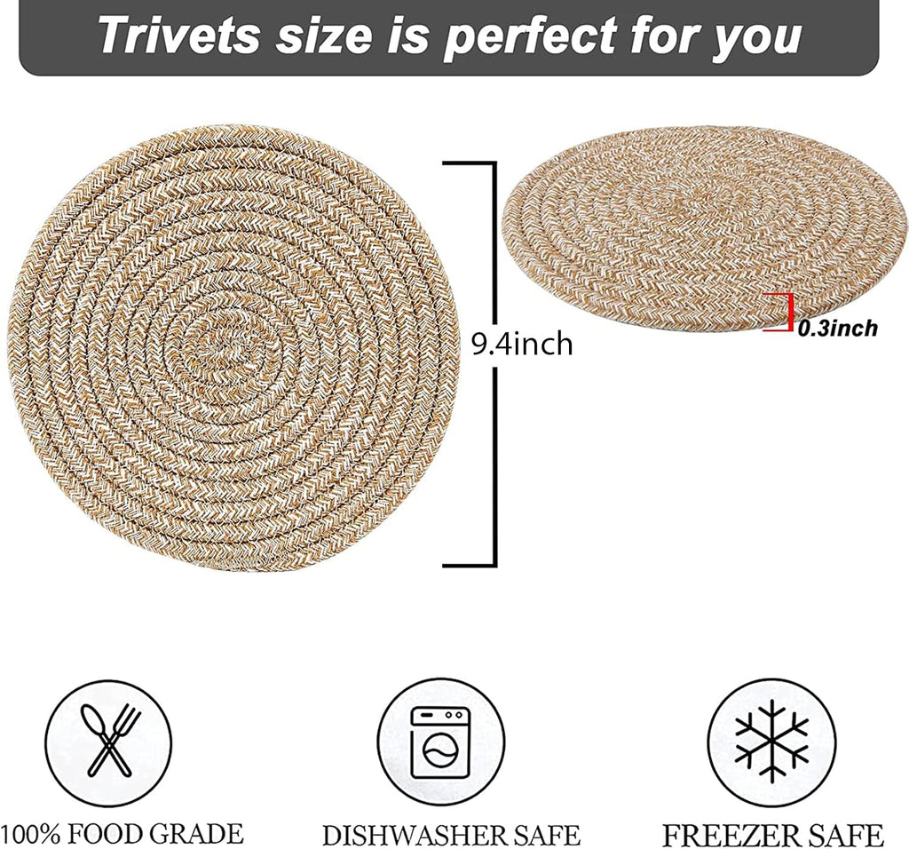Pot Holders Trivets Set,Potholders for Kitchens, 100% Pure Cotton Thread Weave Trivets for Hot Dishes/Pot/Bowl/Teapot/Hot Pot Holders (24 cm, 4pack)